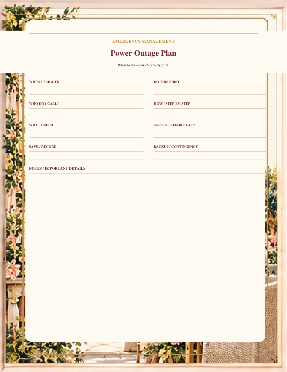 Organize Your Beautiful Life emergency planning page