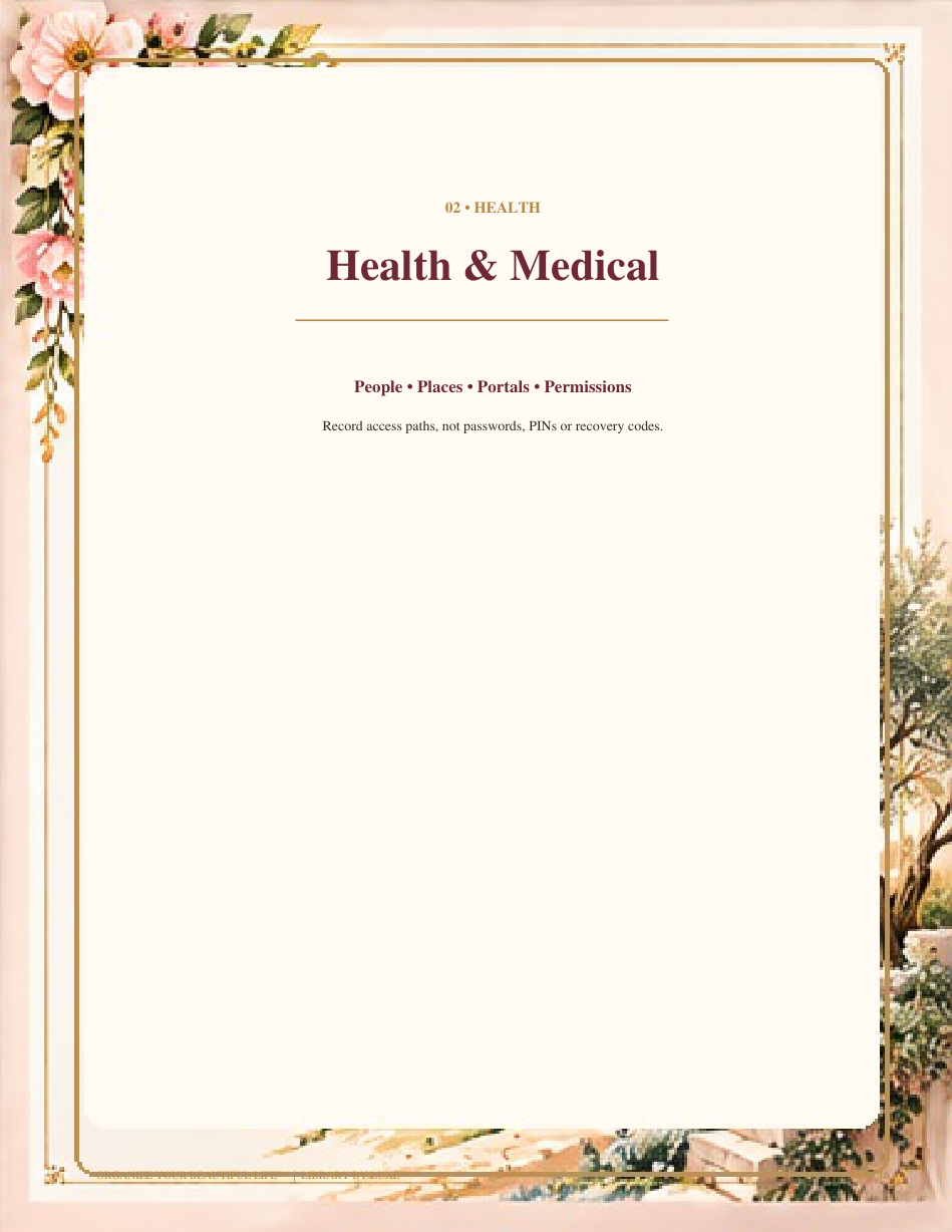 Organize Your Beautiful Life health and medical section